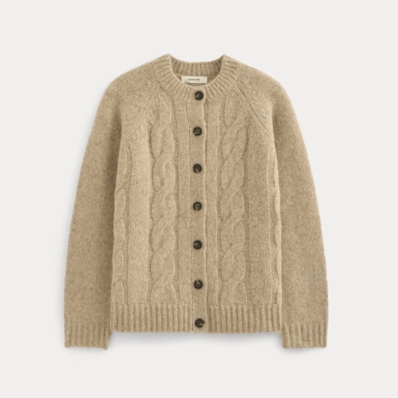 EVERLANE CLOUD CABLE CARDIGAN ALMOND MEDIUM New With Tags - Picture 2 of 8